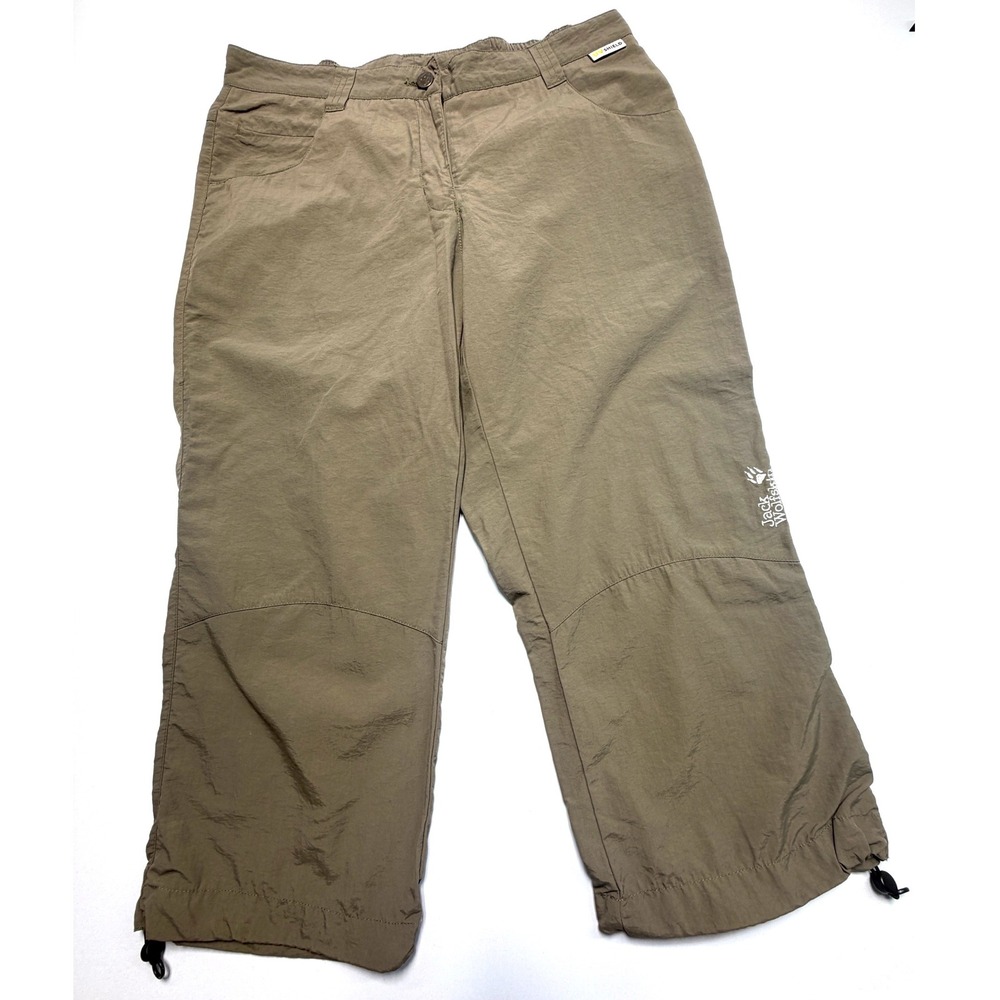 Jack Wolfskin Women M Olive UV Shield Capri Hiking Pants Cropped Outdoor